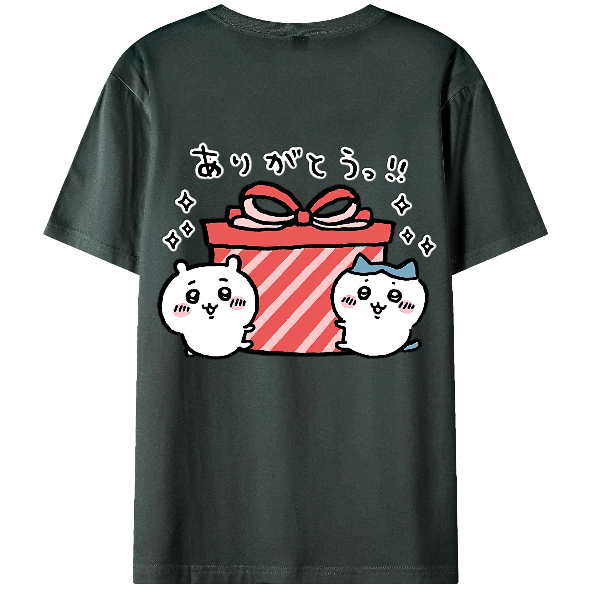 （画像用） ちいかわ ハチワレ Chii-kawa hachiware 綿100％ メンズ半袖Tシャツ（バックプリント） 通気性
